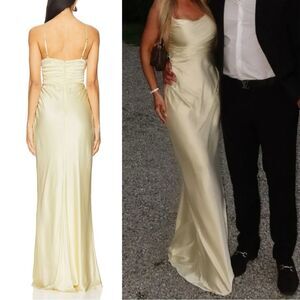 Lovers and Friends Maxi Dress Butter Yellow Satin Scout Slip Gown size XS